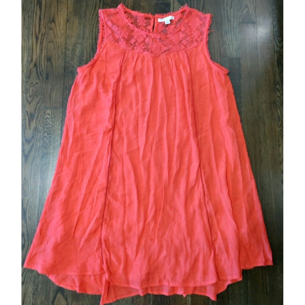 John Paul Richard Sleeveless Dress Women's Large Dark Orange Lace Top Beachy